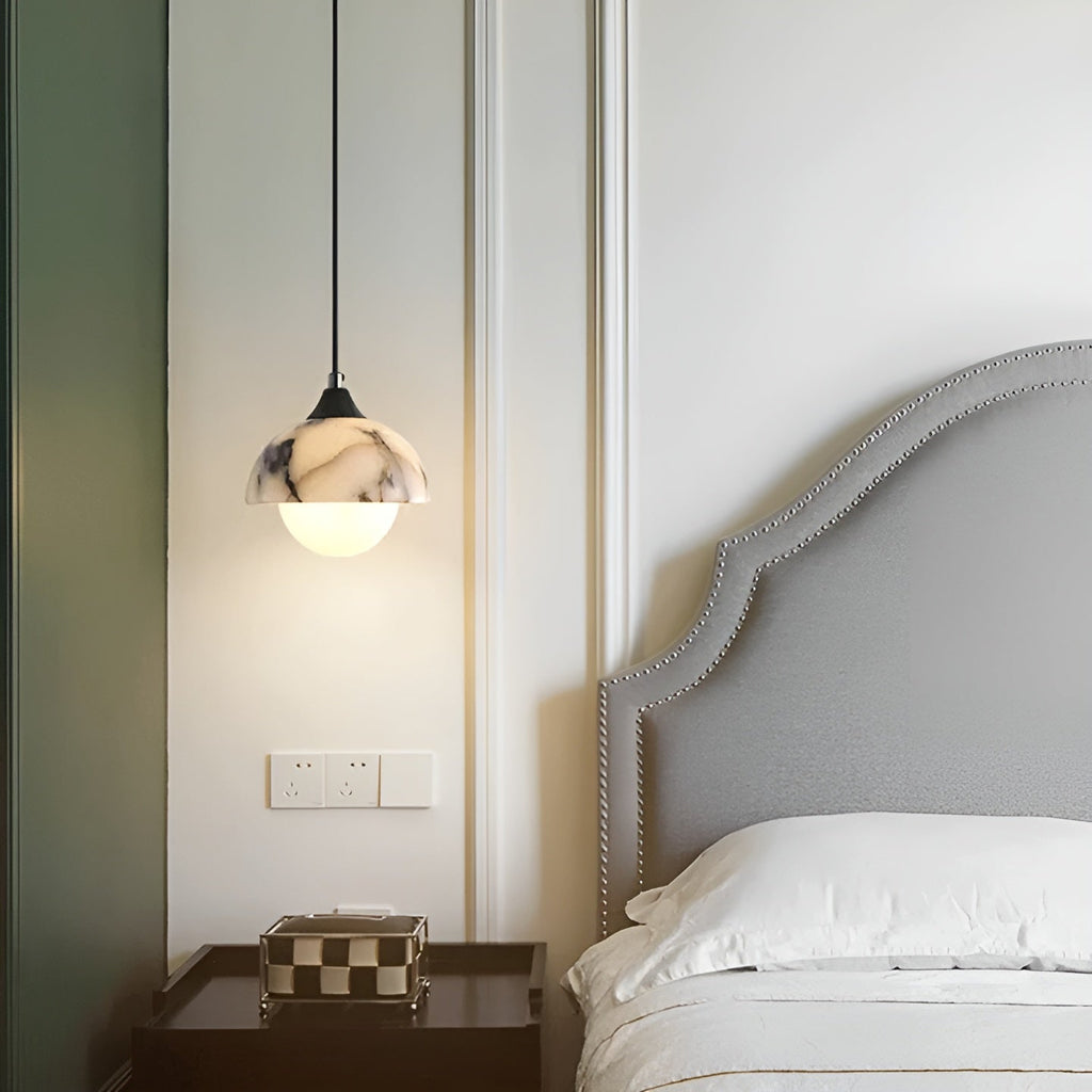 Lampada a sospensione in marmo nero – Moderna e lussuosa | Illuminazione interna elegante