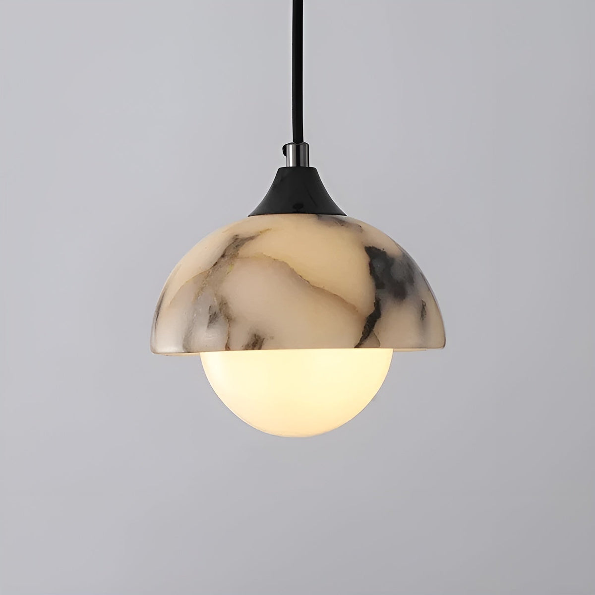 Lampada a sospensione in marmo nero – Moderna e lussuosa | Illuminazione interna elegante