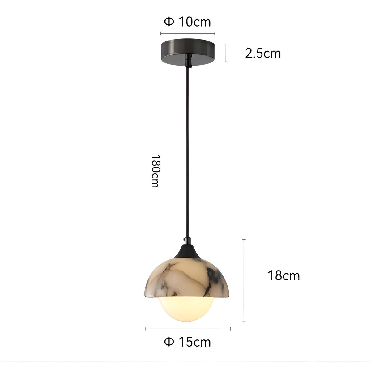 Lampada a sospensione in marmo nero – Moderna e lussuosa | Illuminazione interna elegante