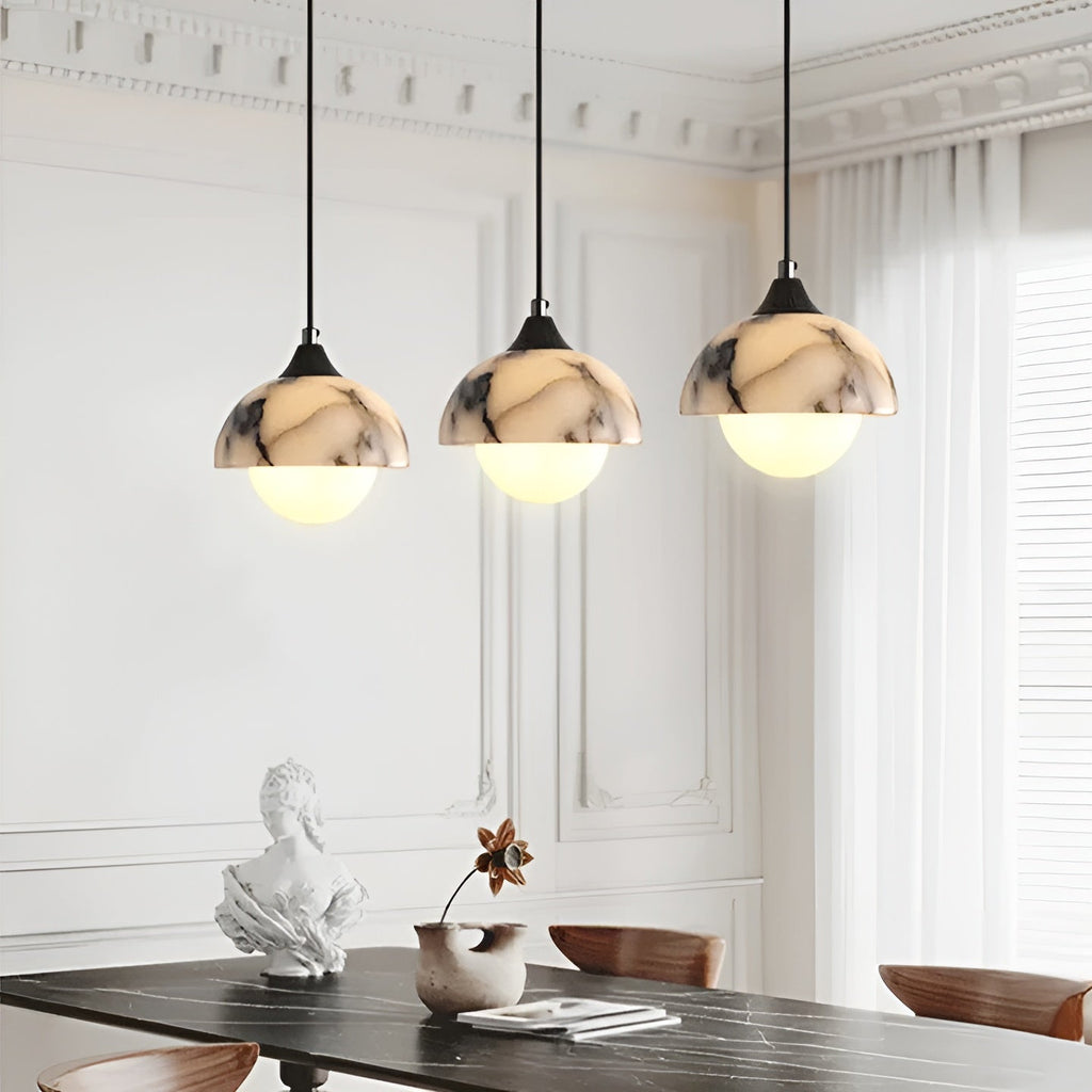 Lampada a sospensione in marmo nero – Moderna e lussuosa | Illuminazione interna elegante