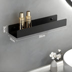 Mensola da bagno nera – Design moderno con barra per asciugamani | Pratica soluzione di stoccaggio per il bagno