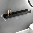 Mensola da bagno nera – Design moderno con barra per asciugamani | Pratica soluzione di stoccaggio per il bagno