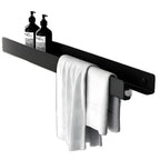 Mensola da bagno nera – Design moderno con barra per asciugamani | Pratica soluzione di stoccaggio per il bagno