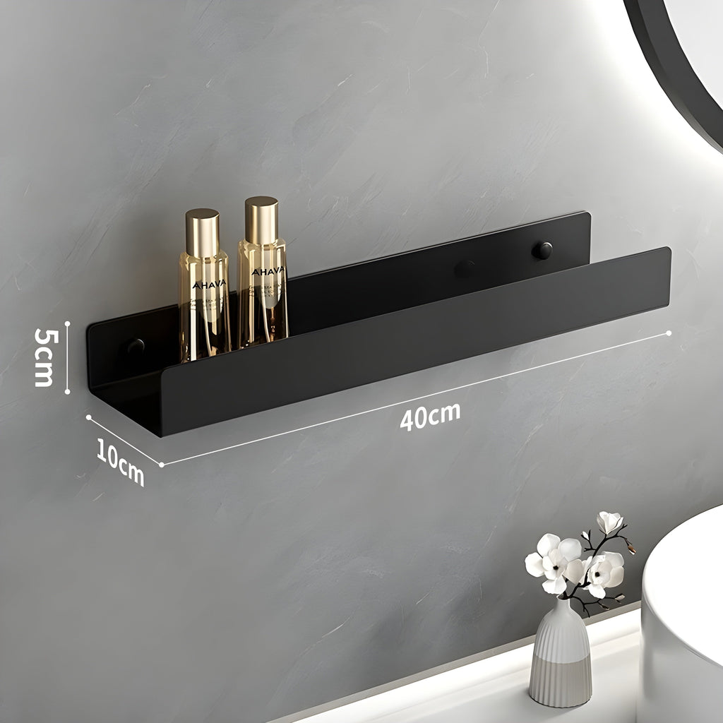 Mensola da bagno nera – Design moderno con barra per asciugamani | Pratica soluzione di stoccaggio per il bagno
