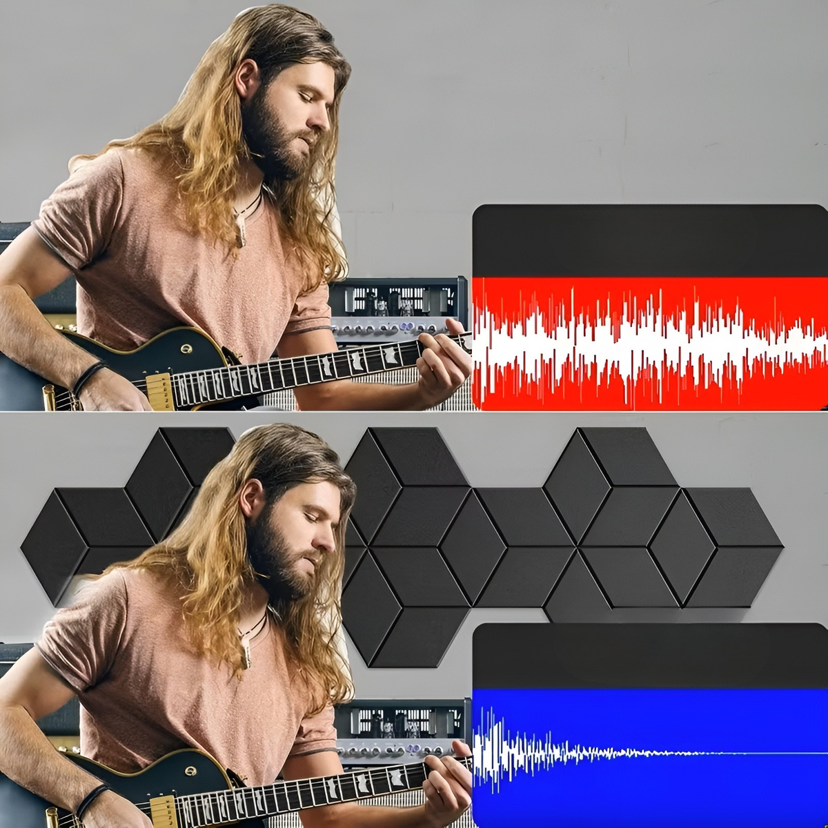 Pannelli acustici autoadesivi in set da 24 – Assorbenti e fonoassorbenti | Schiuma ad alta densità con design moderno a Y