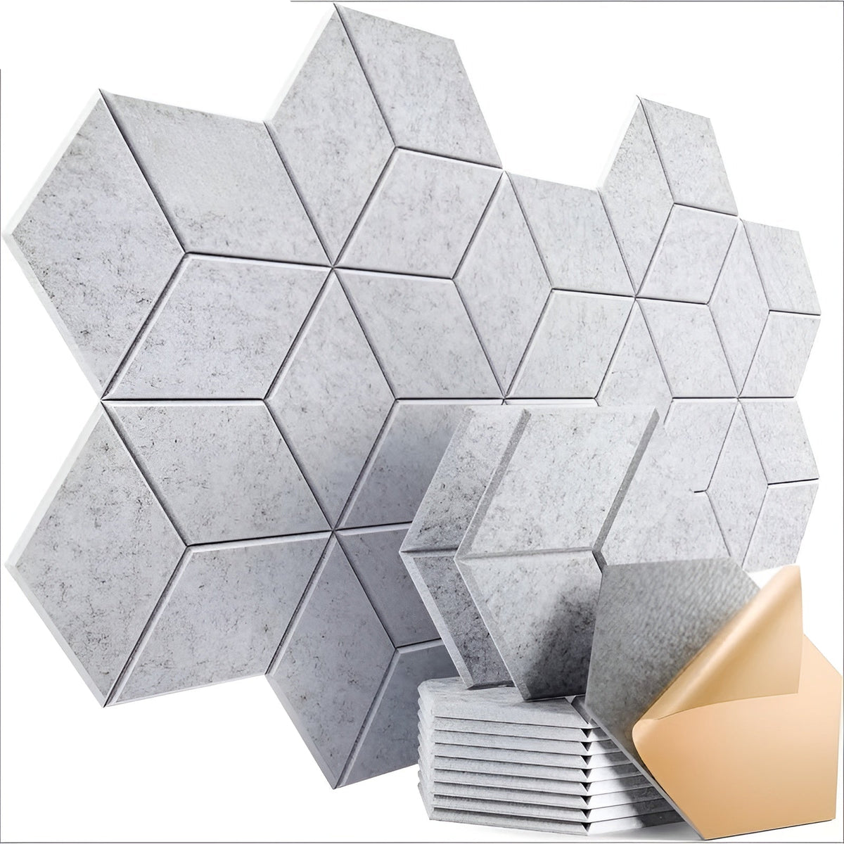 Pannelli acustici autoadesivi in set da 24 – Assorbenti e fonoassorbenti | Schiuma ad alta densità con design moderno a Y