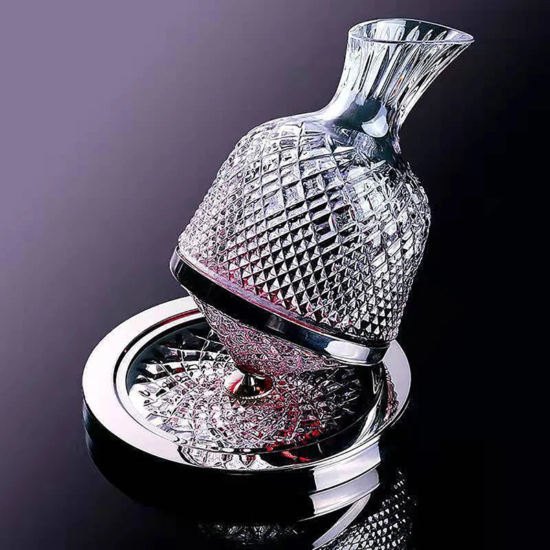SpineElle - Elegante caraffa da servizio in cristallo con base rotante e design a faccette