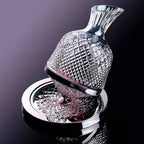 SpineElle - Elegante caraffa da servizio in cristallo con base rotante e design a faccette