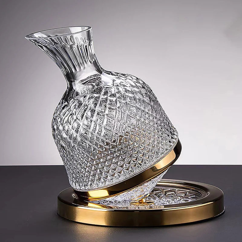 SpineElle - Elegante caraffa da servizio in cristallo con base rotante e design a faccette