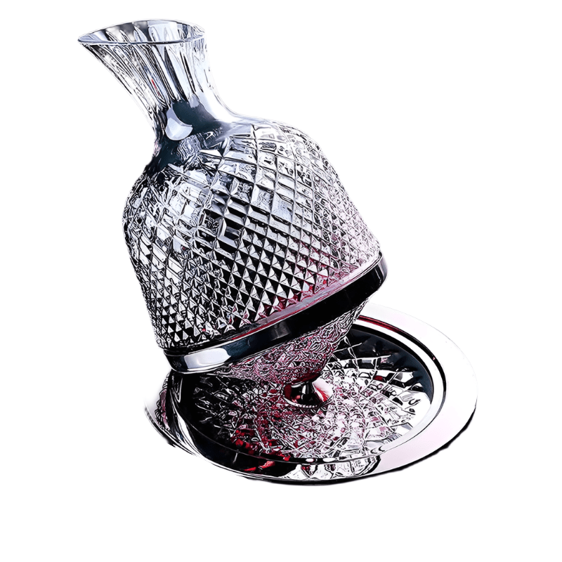 SpineElle - Elegante caraffa da servizio in cristallo con base rotante e design a faccette