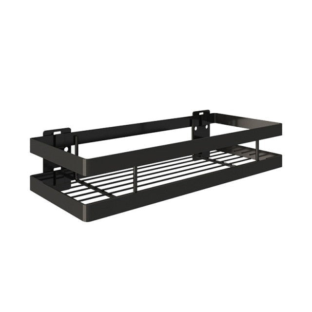 Scaffale per Bagno Portasciugamani Porta Doccia Scaffale Nero Cesto