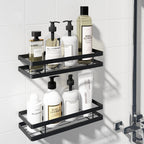 Scaffale per Bagno Portasciugamani Porta Doccia Scaffale Nero Cesto