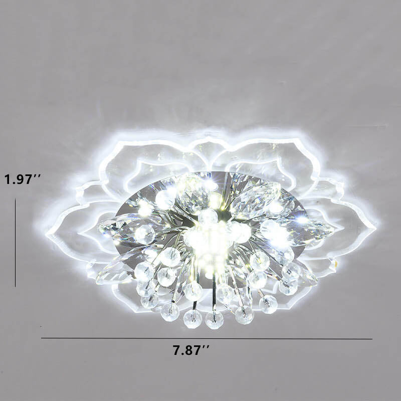Moderno Lampadario LED a Soffitto a Forma di Fiore in Cristallo