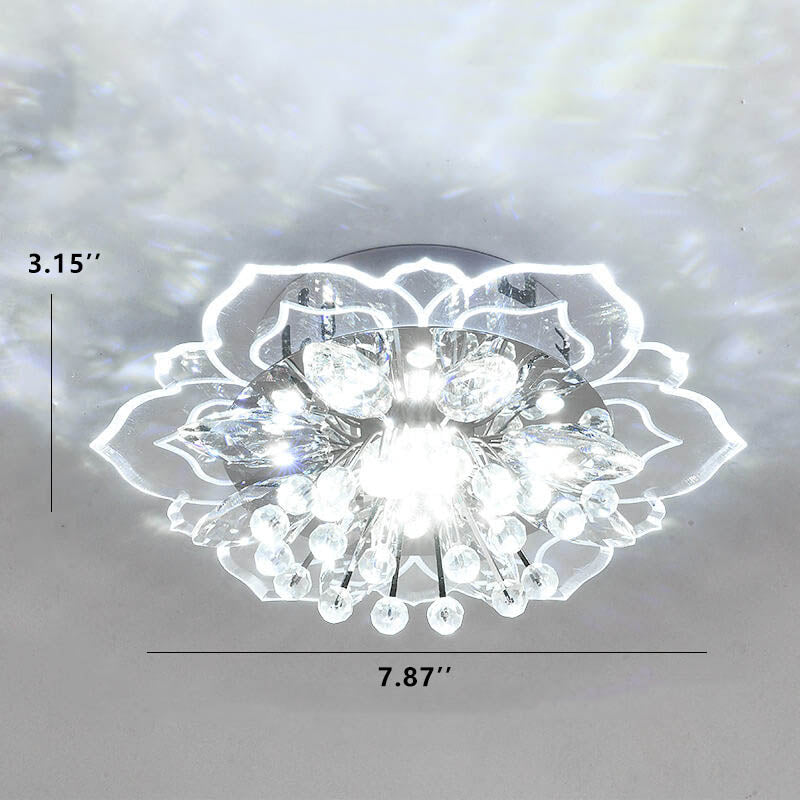 Moderno Lampadario LED a Soffitto a Forma di Fiore in Cristallo