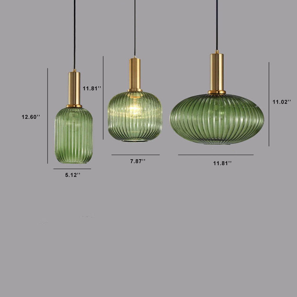 Lanterna in Vetro Striata Minimalista con Sospensione a 1 Luce