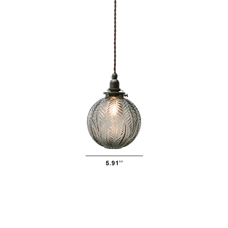 Lampada a sospensione Globo in Vetro Texture Retro Lotus 1 Luce