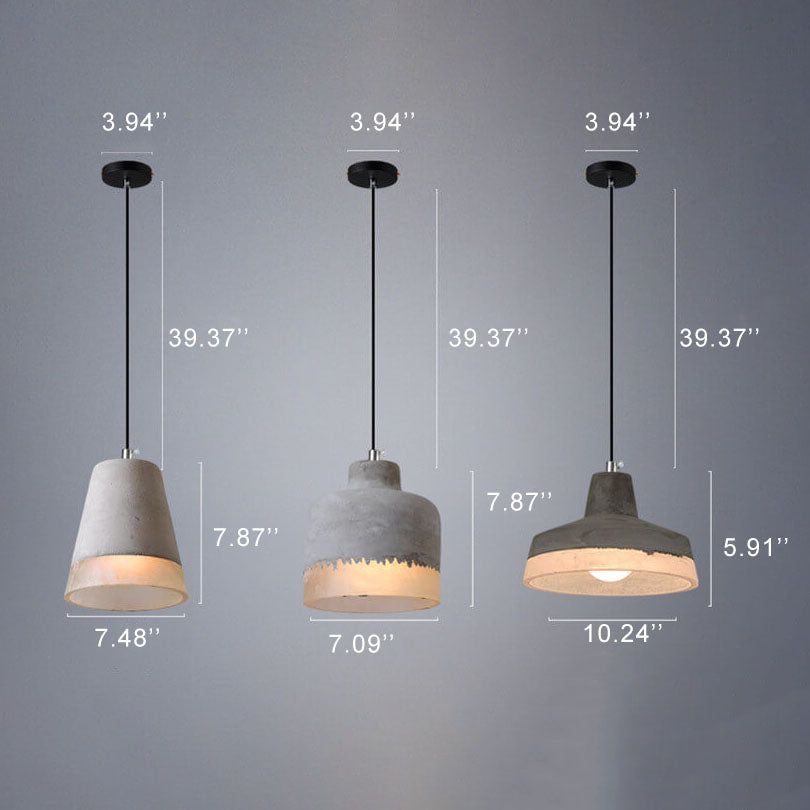 Lampadario in Cemento Minimalista Industriale Grigio a 1 Luce