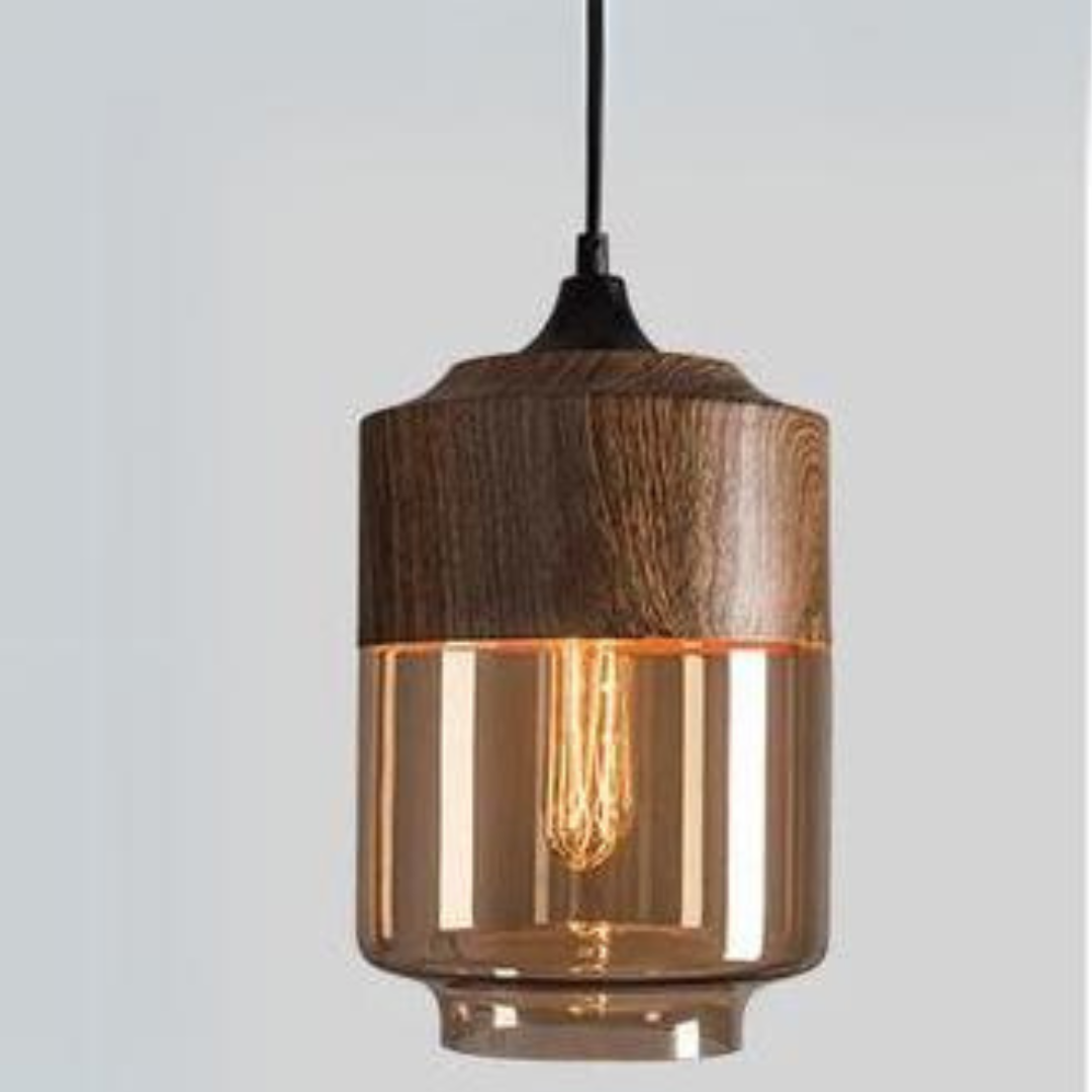 Lampada a sospensione scandinava – Vetro e effetto legno, senza tempo e suggestiva