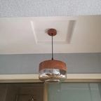 Lampada a sospensione scandinava – Vetro e effetto legno, senza tempo e suggestiva