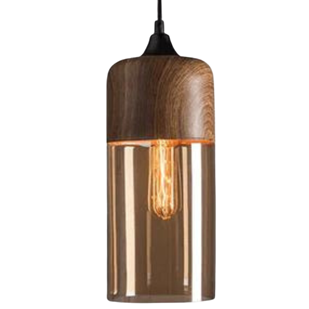 Lampada a sospensione scandinava – Vetro e effetto legno, senza tempo e suggestiva