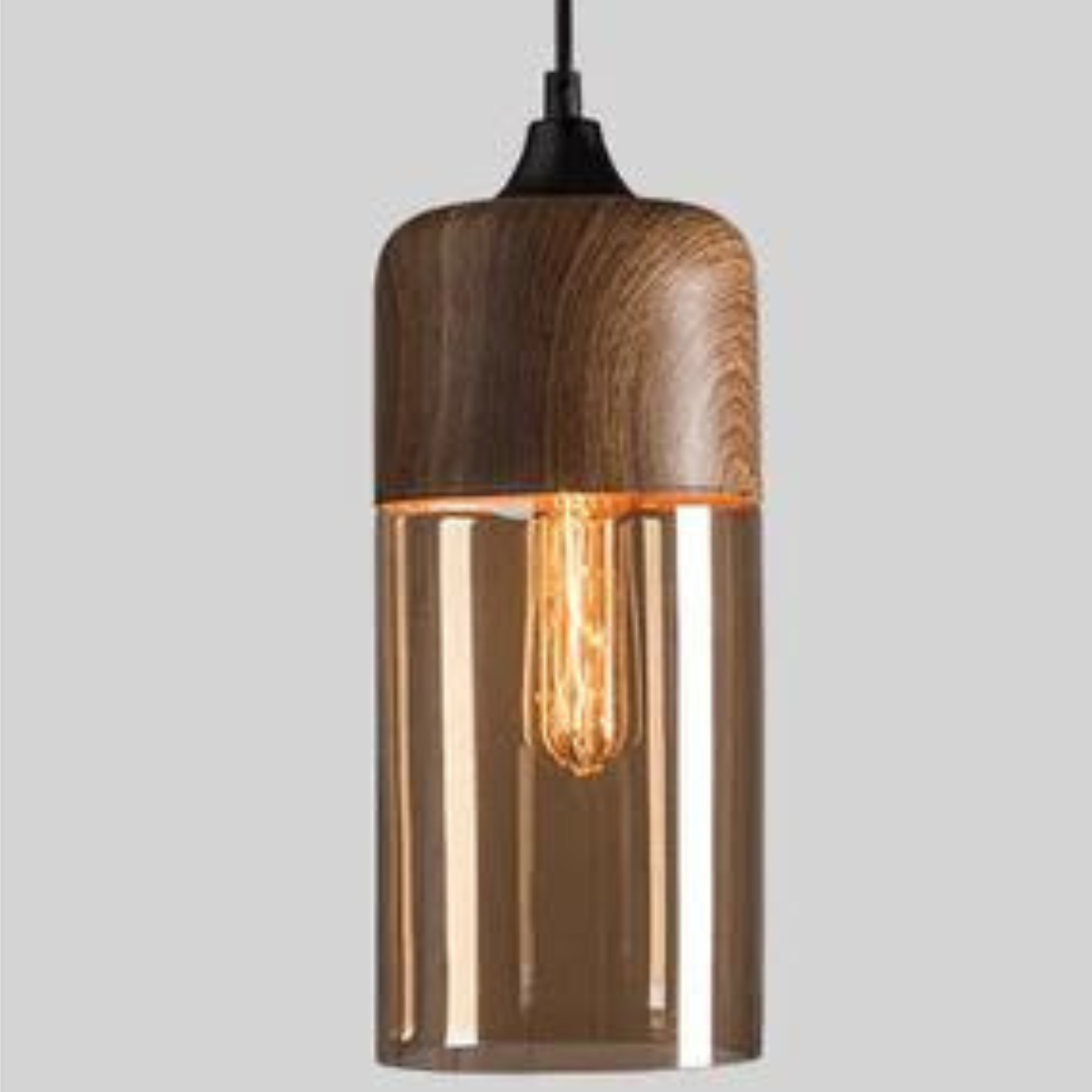 Lampada a sospensione scandinava – Vetro e effetto legno, senza tempo e suggestiva