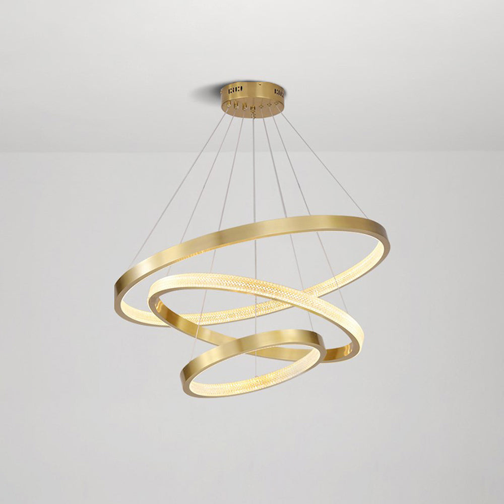 Lampadario a sospensione in metallo/acrilico LED Kristy Modern Ring, Nero/Oro