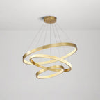 Lampadario a sospensione in metallo/acrilico LED Kristy Modern Ring, Nero/Oro