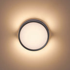 Lampada da Parete Rotonda Moderna in Metallo/ Impermeabile per Esterni, Nera