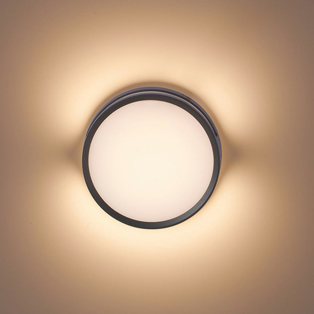 Lampada da Parete Rotonda Moderna in Metallo/ Impermeabile per Esterni, Nera