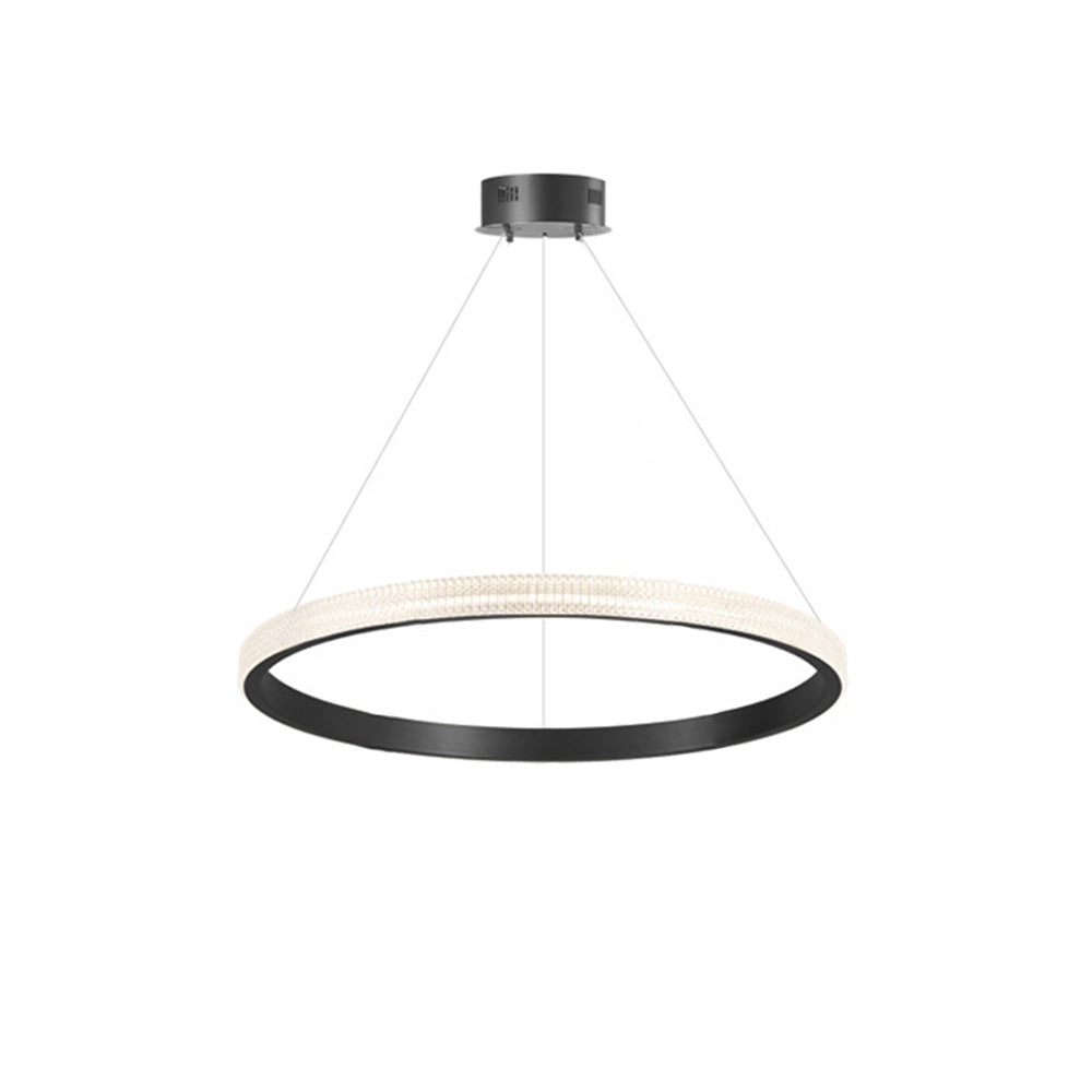 Lampadario a sospensione in metallo/acrilico LED Kristy Modern Ring, Nero/Oro