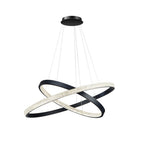 Lampadario a sospensione in metallo/acrilico LED Kristy Modern Ring, Nero/Oro