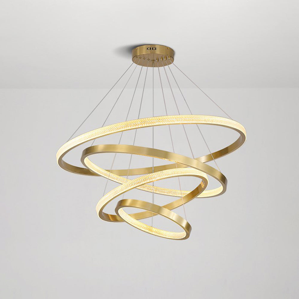 Lampadario a sospensione in metallo/acrilico LED Kristy Modern Ring, Nero/Oro