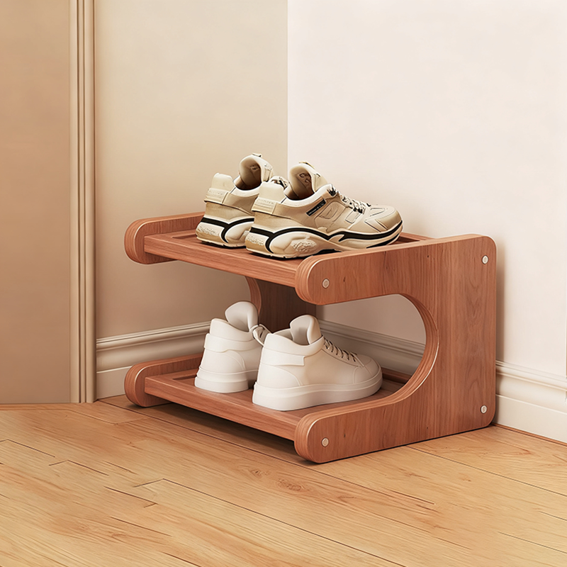 Scarpiera Moderna Minimalista Rettangolare in Fibra di Legno di Bamboo a Media Densità 2/3/4/5 Ripiani per Soggiorno