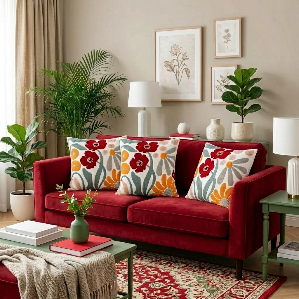 Cuscino Decorativo Floreale Design Botanico Moderno
