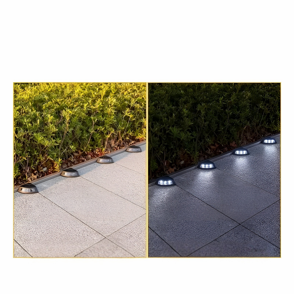 Lampade da scala solari in set da 4 – Resistenti alle intemperie | Perfette per giardini, sentieri e aree esterne