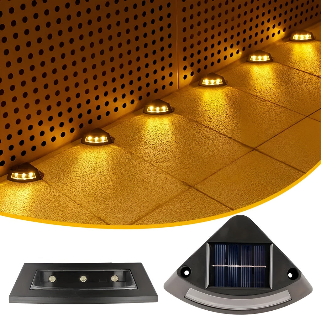 Lampade da scala solari in set da 4 – Resistenti alle intemperie | Perfette per giardini, sentieri e aree esterne