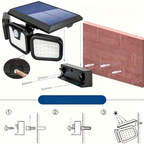 Lampada da parete solare con sensore di movimento – Illuminazione esterna brillante con 3 modalità di luce | Resistente alle intemperie IP44 per giardino, cortile e garage