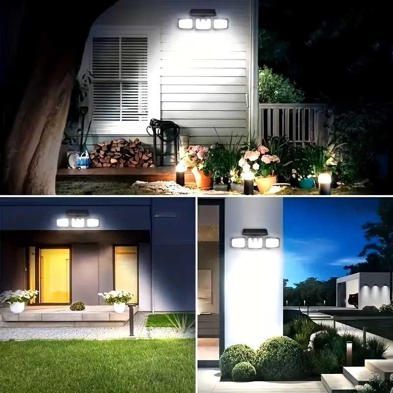 Lampada da parete solare con sensore di movimento – Illuminazione esterna brillante con 3 modalità di luce | Resistente alle intemperie IP44 per giardino, cortile e garage