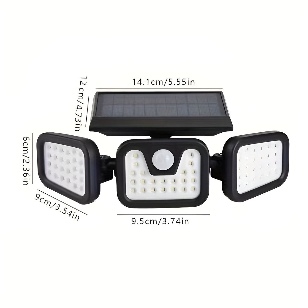 Lampada da parete solare con sensore di movimento – Illuminazione esterna brillante con 3 modalità di luce | Resistente alle intemperie IP44 per giardino, cortile e garage