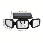 Lampada da parete solare con sensore di movimento – Illuminazione esterna brillante con 3 modalità di luce | Resistente alle intemperie IP44 per giardino, cortile e garage