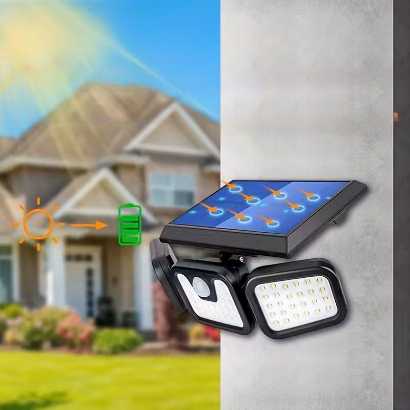 Lampada da parete solare con sensore di movimento – Illuminazione esterna brillante con 3 modalità di luce | Resistente alle intemperie IP44 per giardino, cortile e garage
