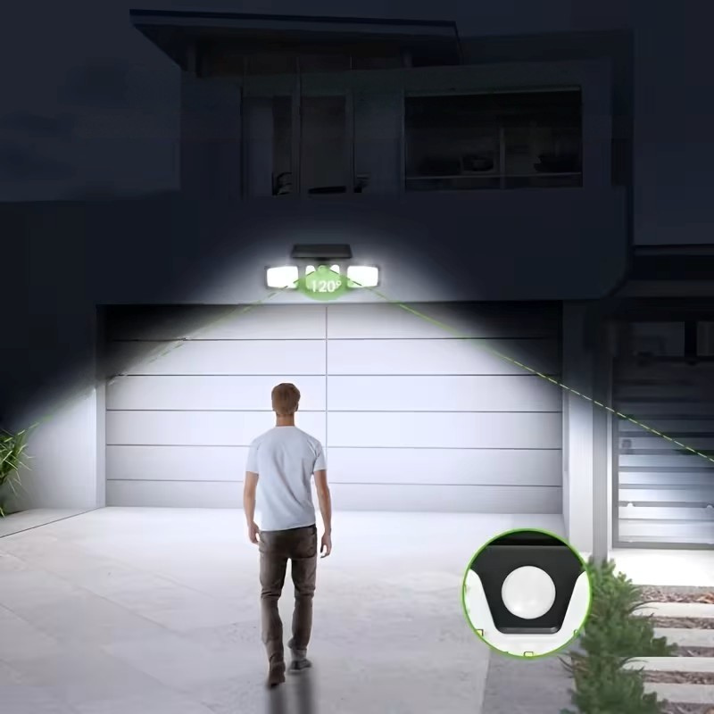 Lampada da parete solare con sensore di movimento – Illuminazione esterna brillante con 3 modalità di luce | Resistente alle intemperie IP44 per giardino, cortile e garage
