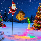 Illuminazione Natalizia Solare con Babbo Natale e Lanterne – Decorazione per Giardino e Terrazza | Bianco Caldo e Colorato, Senza Batteria