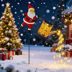 Illuminazione Natalizia Solare con Babbo Natale e Lanterne – Decorazione per Giardino e Terrazza | Bianco Caldo e Colorato, Senza Batteria