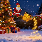 Illuminazione Natalizia Solare con Babbo Natale e Lanterne – Decorazione per Giardino e Terrazza | Bianco Caldo e Colorato, Senza Batteria