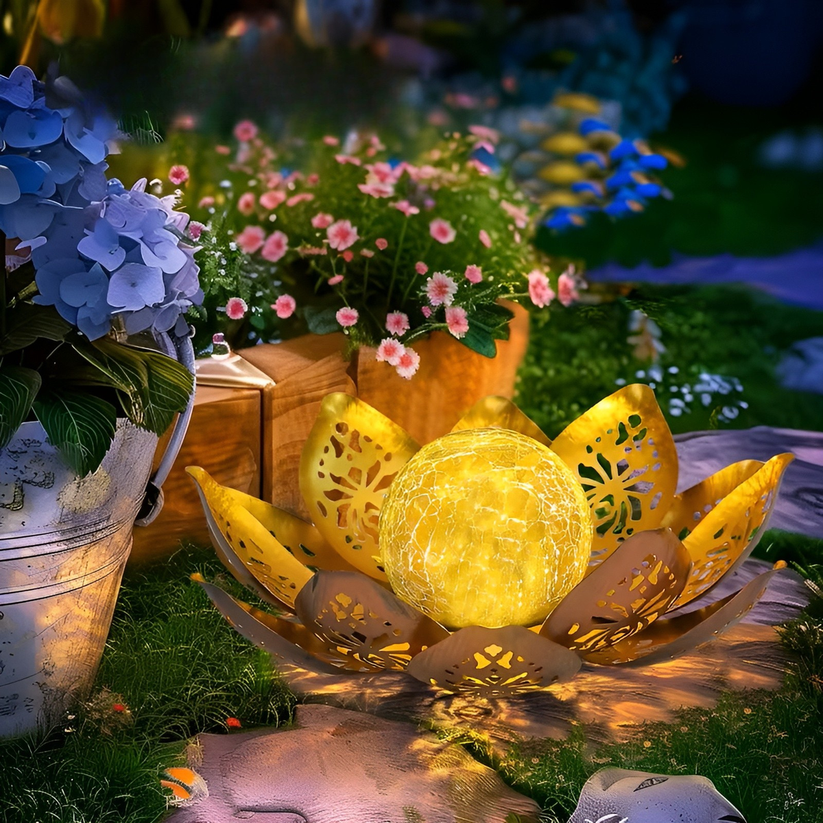 Lampada a fiori di loto solare – Illuminazione decorativa per giardino, terrazza e balcone