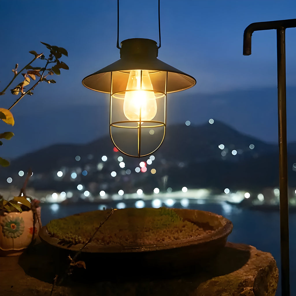 SolarGlow Duo - 2pz Lanterna Vintage Solare da Esterno Nera in Metallo
