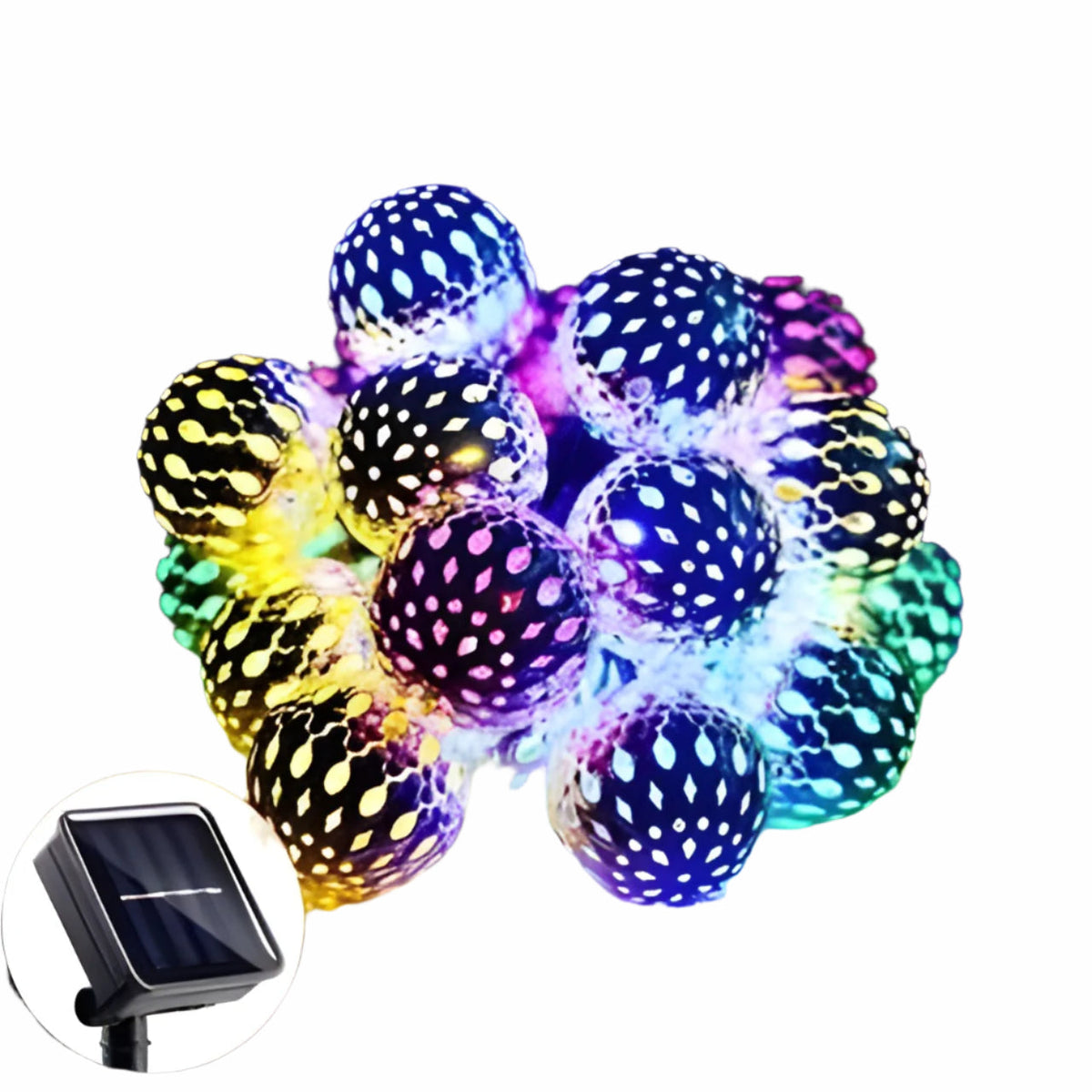 Lampade a sfera solari in stile marocchino – Colorata stringa di luci LED per giardino e balcone