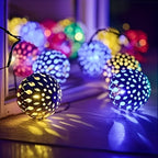 Lampade a sfera solari in stile marocchino – Colorata stringa di luci LED per giardino e balcone