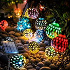 Lampade a sfera solari in stile marocchino – Colorata stringa di luci LED per giardino e balcone